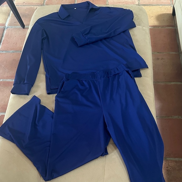 Source Unknown Pants - Navy Women's 2 piece wide leg pants & top set